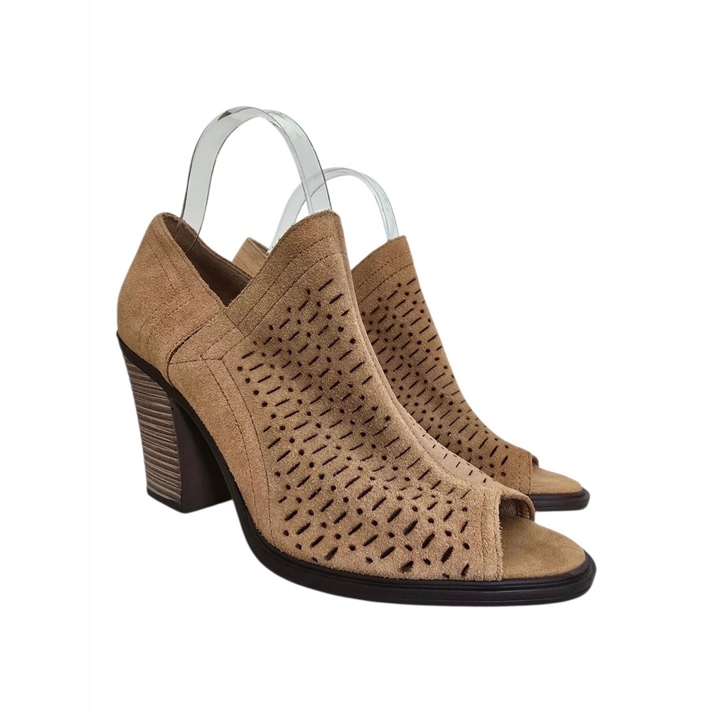 Dirty Laundry Aida Booties Womens 10 Tan Perforated Open Toe Heel Boho Western